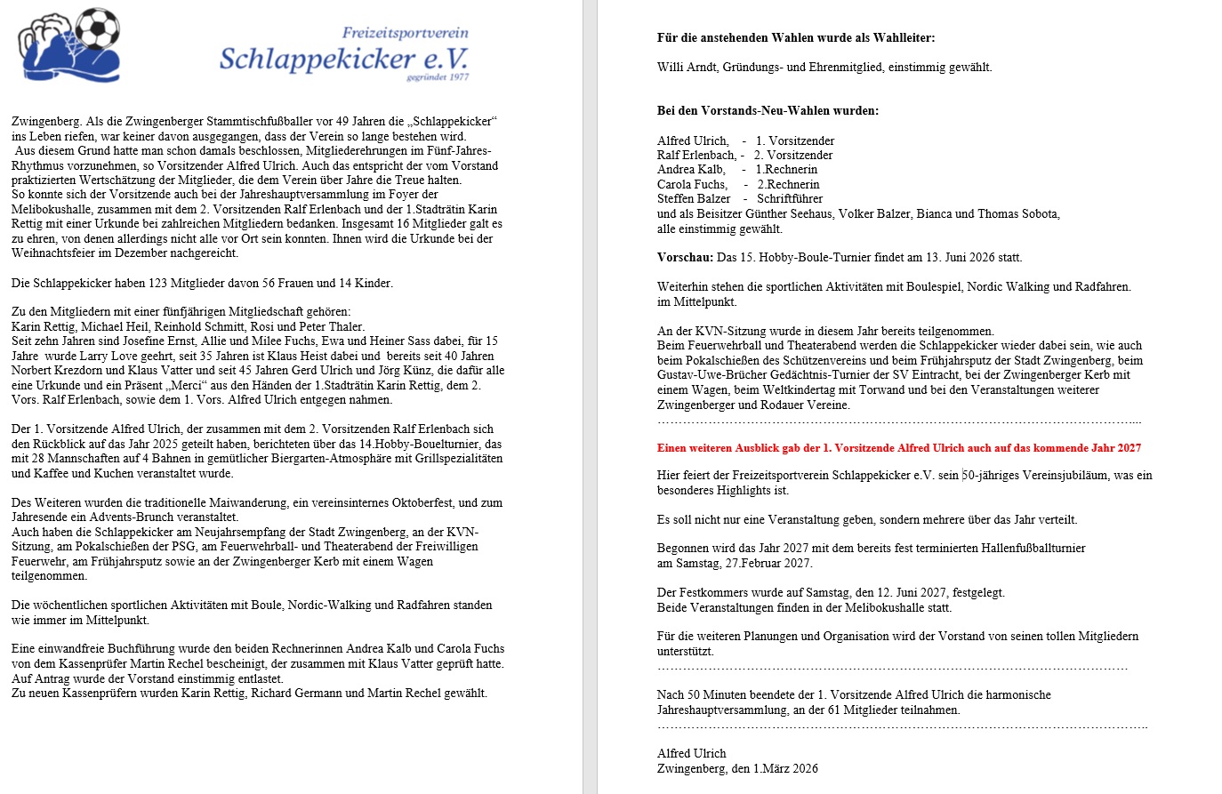 Pressebericht JHV 2026